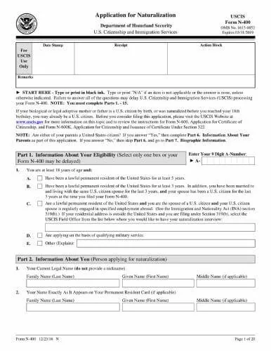 Form N-400 | Application for Naturalization