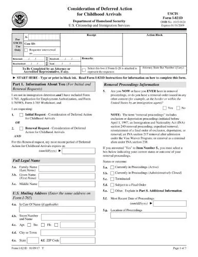 I-821D 表格 | 考虑儿童入境的延期行动