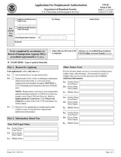 Formulario I-765 | Solicitud de Autorización de Empleo