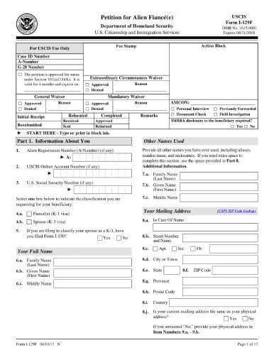 Form I-129F | Petition for Alien Fiancé(e)