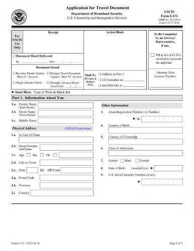 Form I-131 | Application for Travel Document