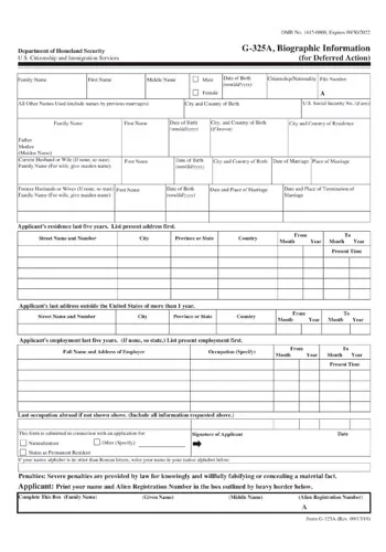 Form G-325A | Biographic Information