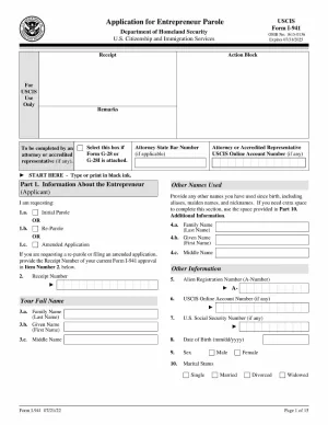 I-941 表格 | 申请企业家假释