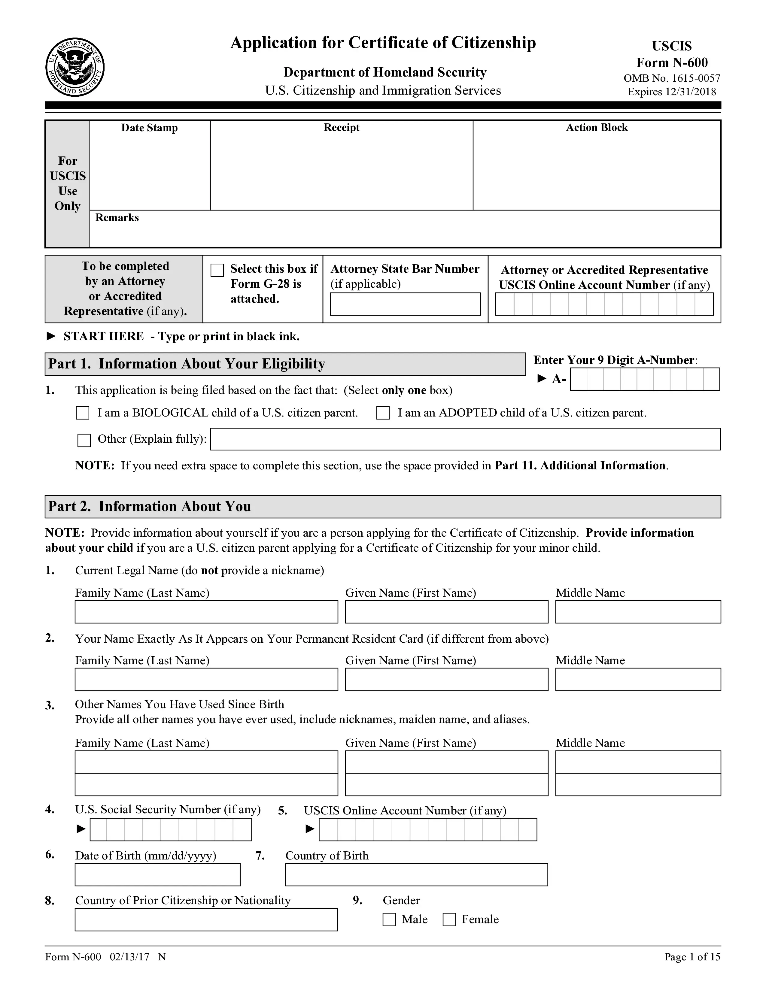 Formulario N-600 | Solicitud de Certificado de Ciudadanía