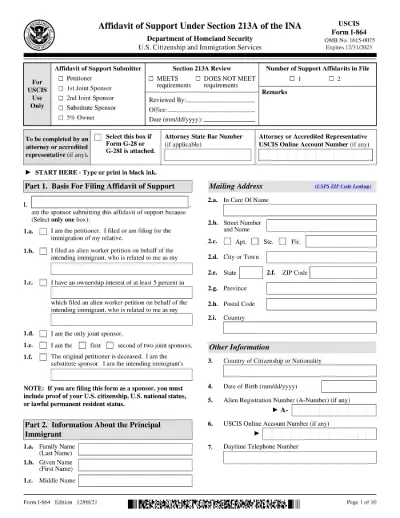 Fill I-864: Instructions, Fee, Processing Time, FAQ